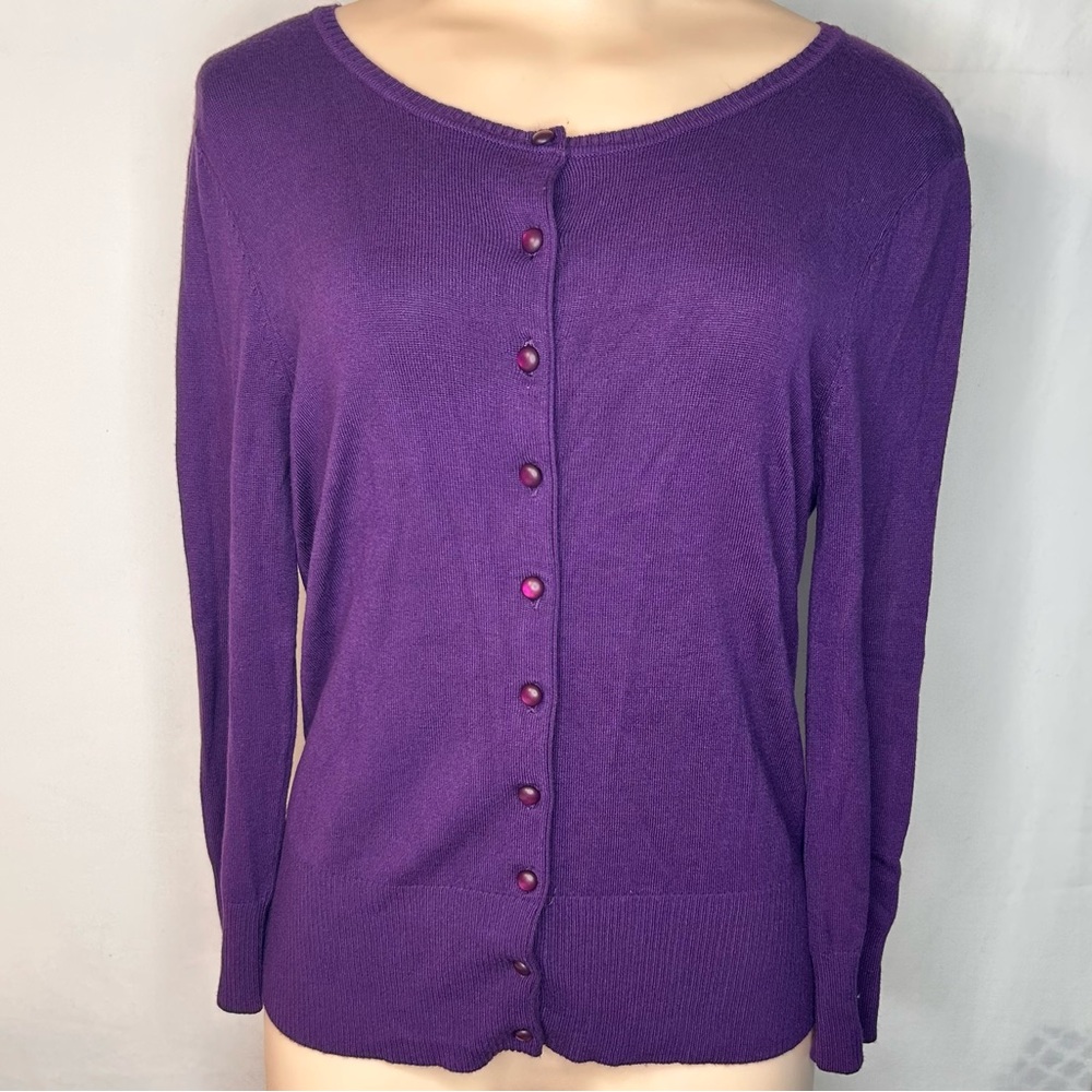 Nue Options Essentials Purple Cardigan Sweater Long Sleeve Size Medium